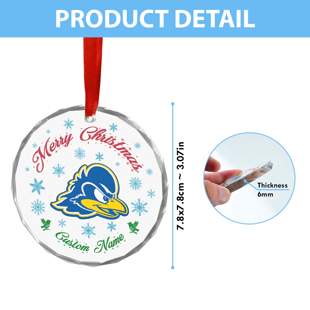 Sportswearmerch Delaware Fightin' Blue Hens NCAA x Christmas Glass Ornament Gift For Fans