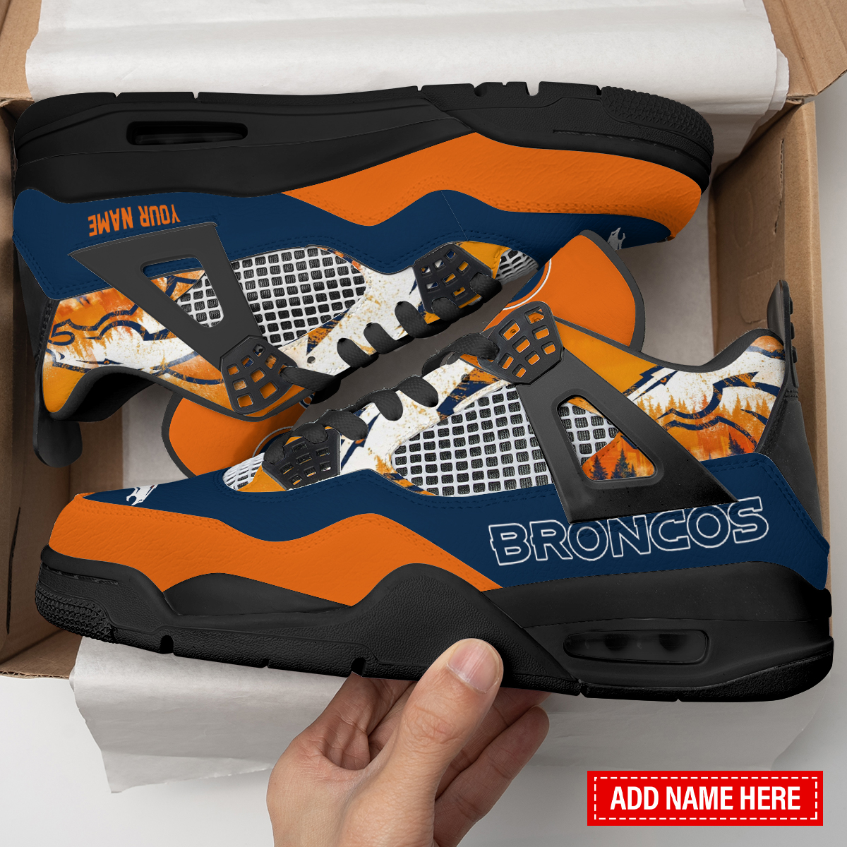 Sportswearmerch Denver Broncos NFL Air Jordan 4 Sneaker AJ4 Sneakers Shoes For Men And Women