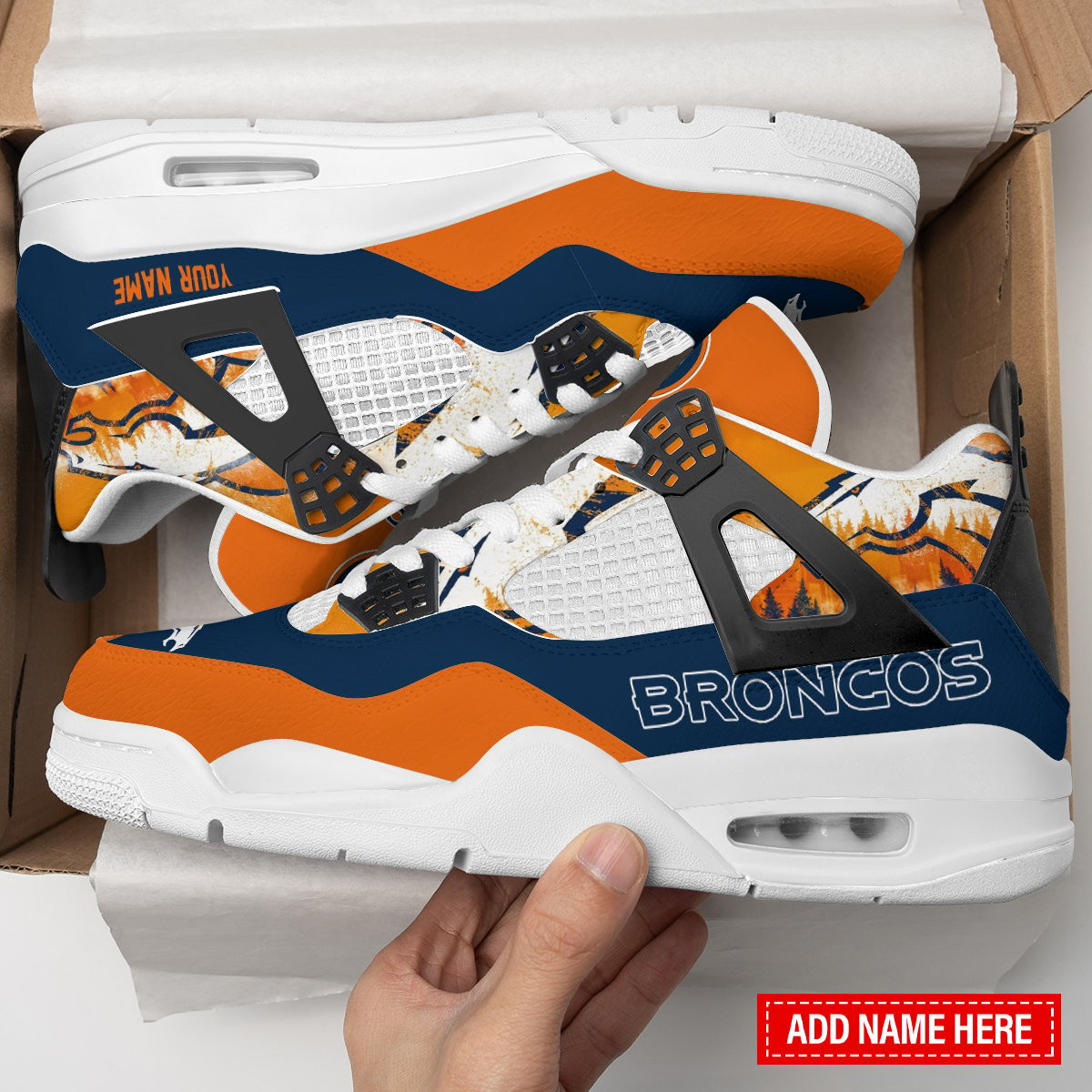 Sportswearmerch Denver Broncos NFL  AJ4 Sneakers Shoes For Men And Women