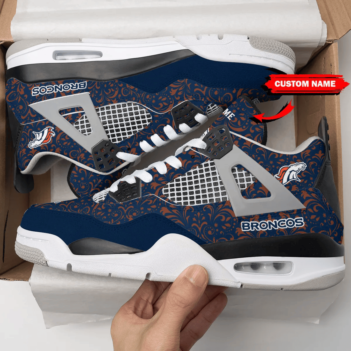 Sportswearmerch Denver Broncos NFL Air Jordan 4 Sneaker AJ4 Sneakers Shoes For Men And Women