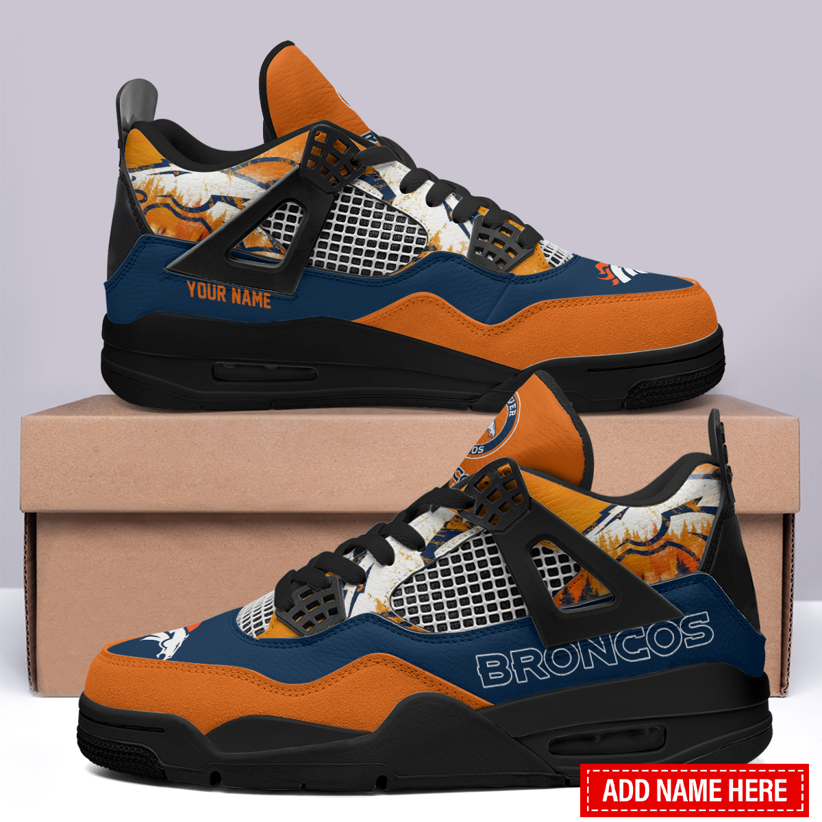 Sportswearmerch Denver Broncos NFL Air Jordan 4 Sneaker AJ4 Sneakers Shoes For Men And Women