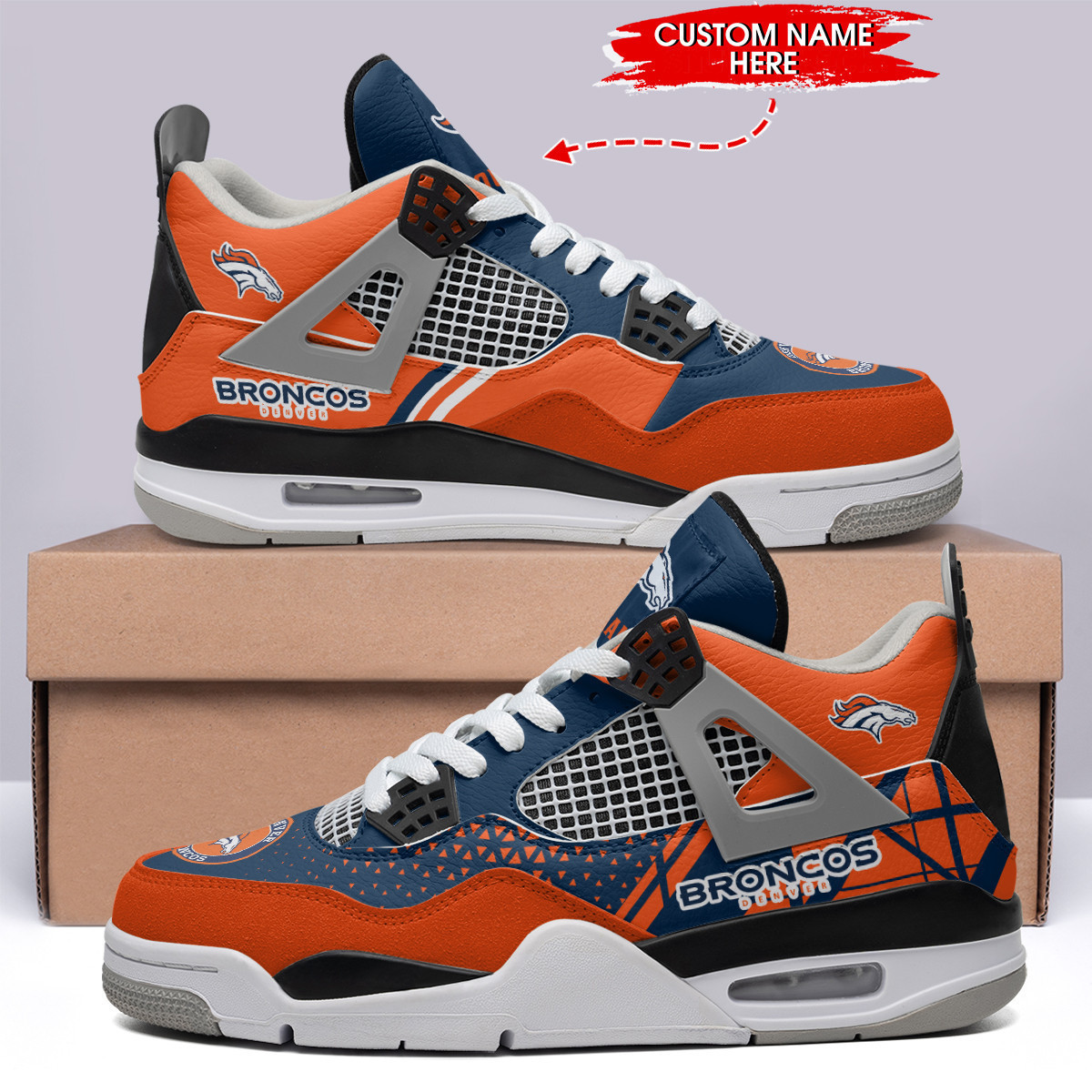 Sportswearmerch Denver Broncos NFL Air Jordan 4 Sneaker AJ4 Sneakers Shoes For Men And Women