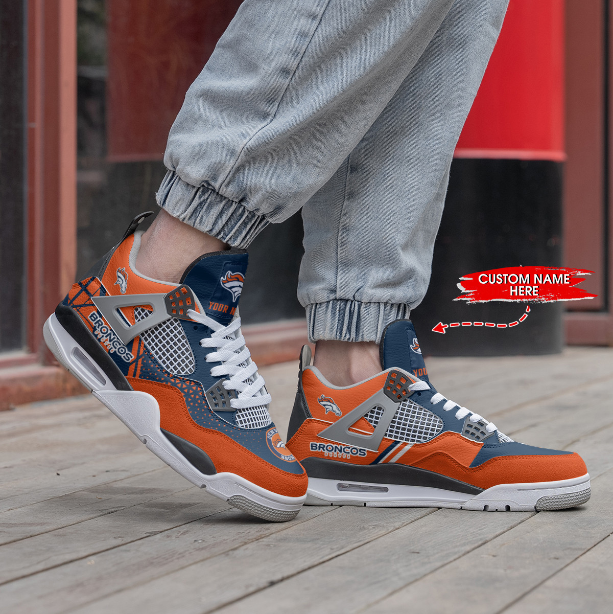Sportswearmerch Denver Broncos NFL Air Jordan 4 Sneaker AJ4 Sneakers Shoes For Men And Women