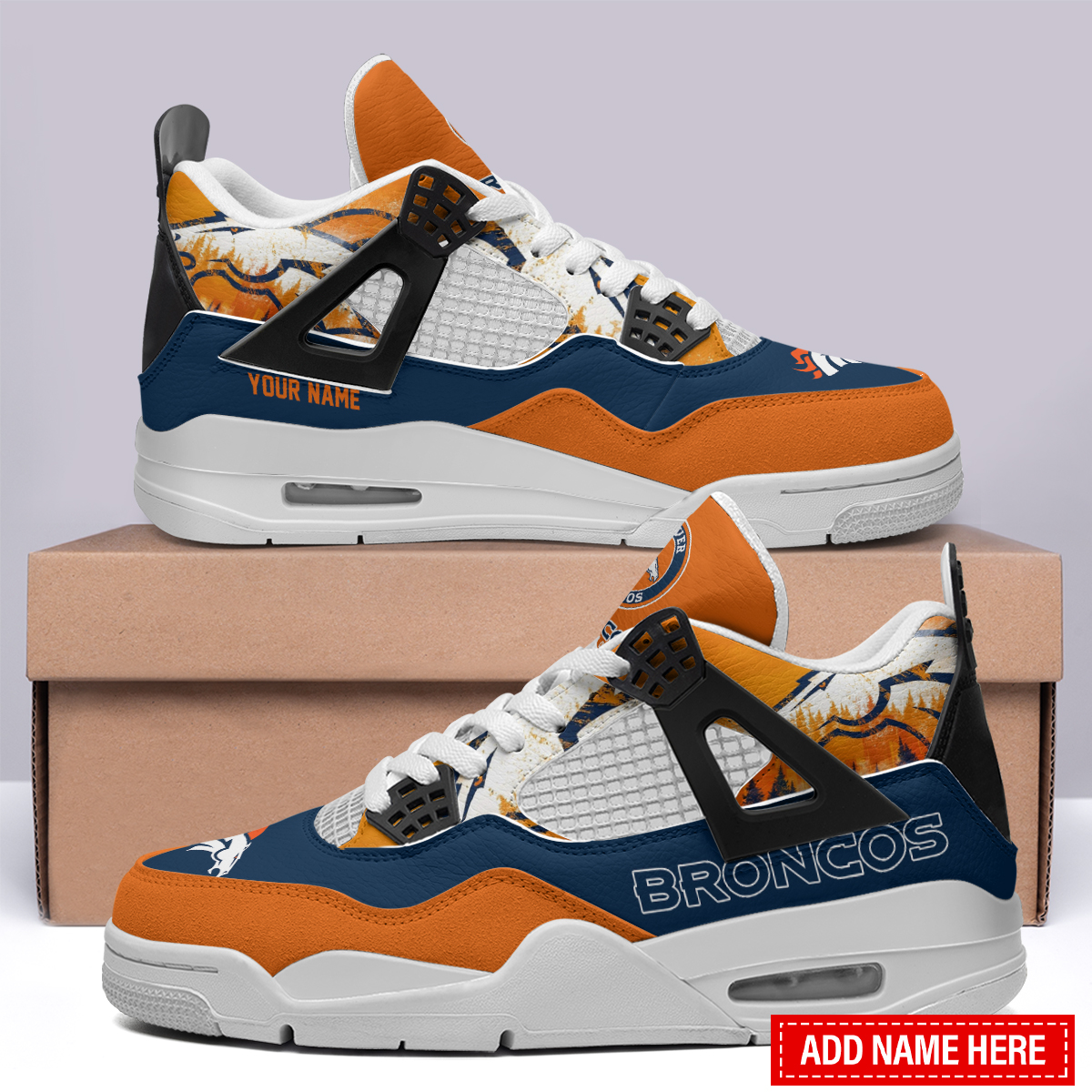 Sportswearmerch Denver Broncos NFL Air Jordan 4 Sneaker AJ4 Sneakers Shoes For Men And Women