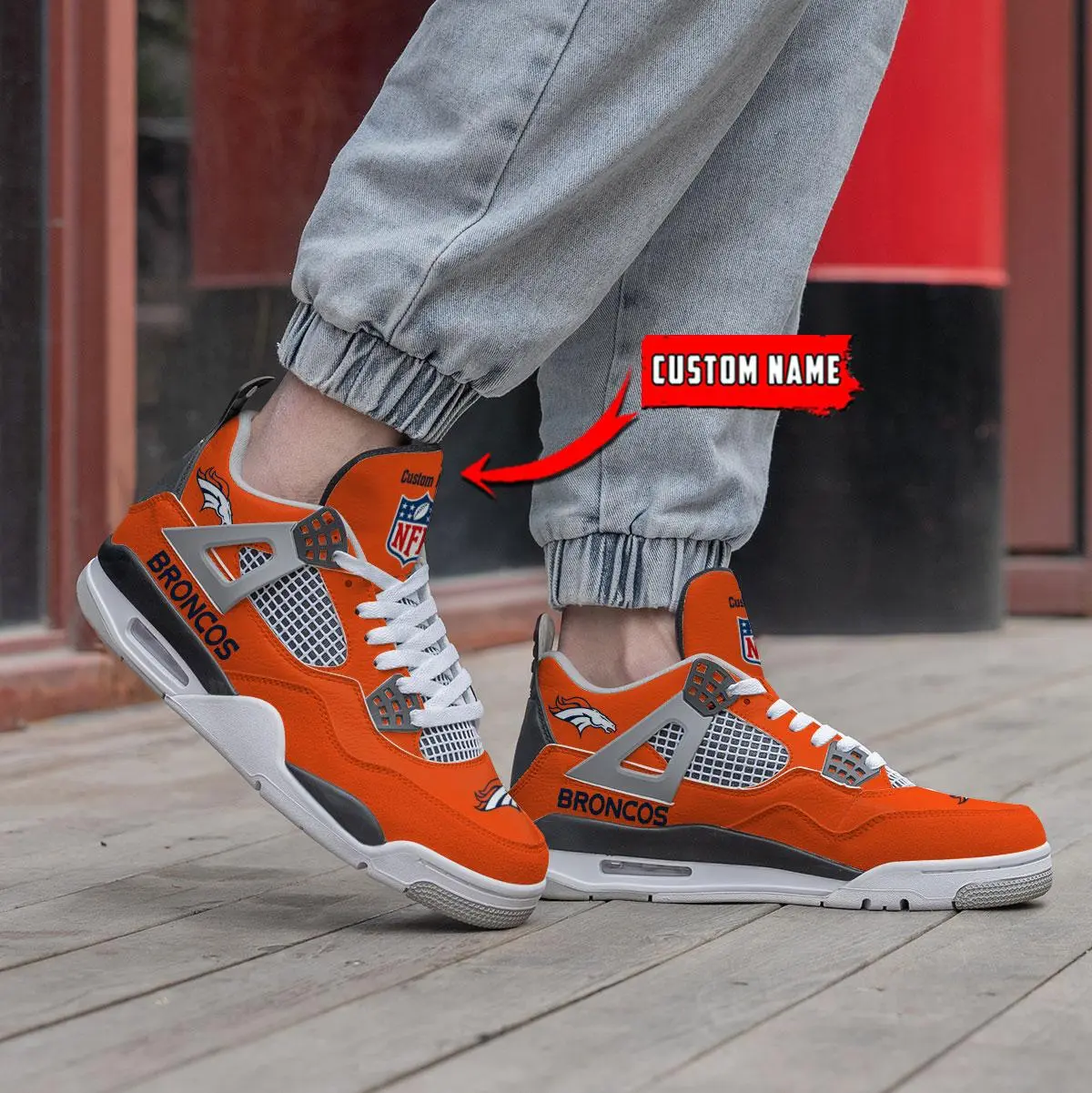 Sportswearmerch Denver Broncos NFL Air Jordan 4 Sneaker AJ4 Sneakers Shoes For Men And Women