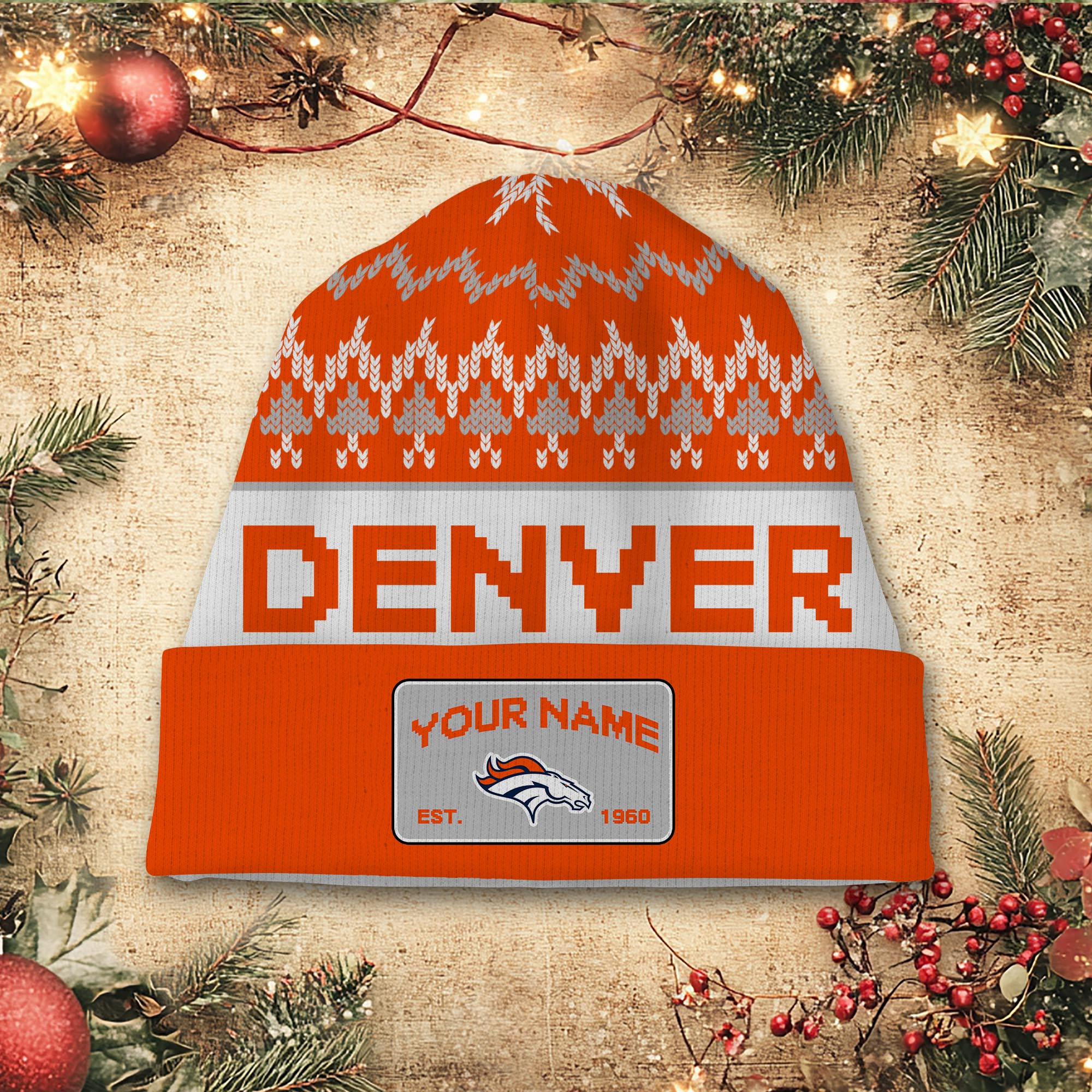 Sportswearmerch Denver Broncos NFL Christmas Beanie Hat For Fan