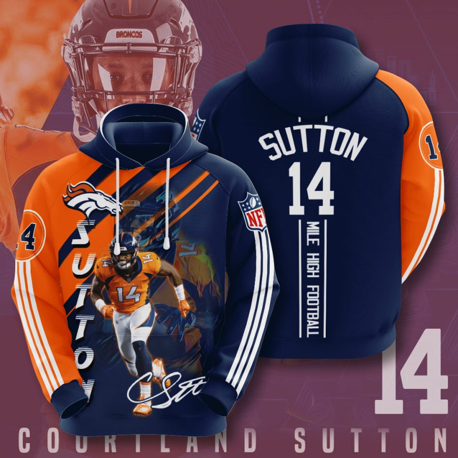 Sportswearmerch Denver Broncos NFL Courtland Sutton Navy Personalized Hoodie For Fan
