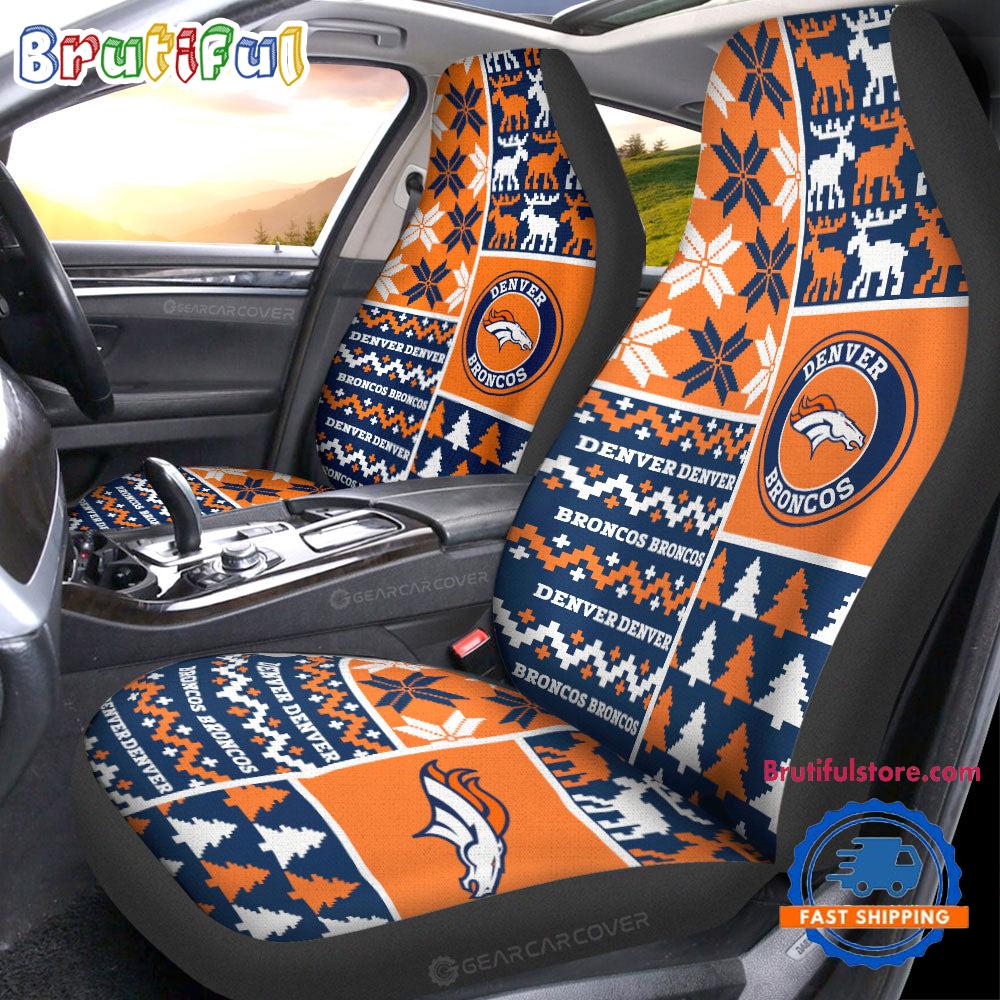 Sportswearmerch Denver Broncos NFL Design Christmas Car Seat Covers For Fan