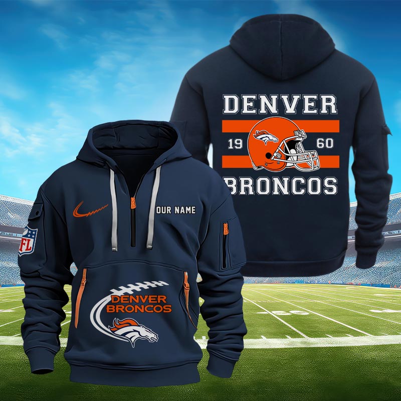 Sportswearmerch Denver Broncos NFL Half Zip Hoodie Personalized For Fan