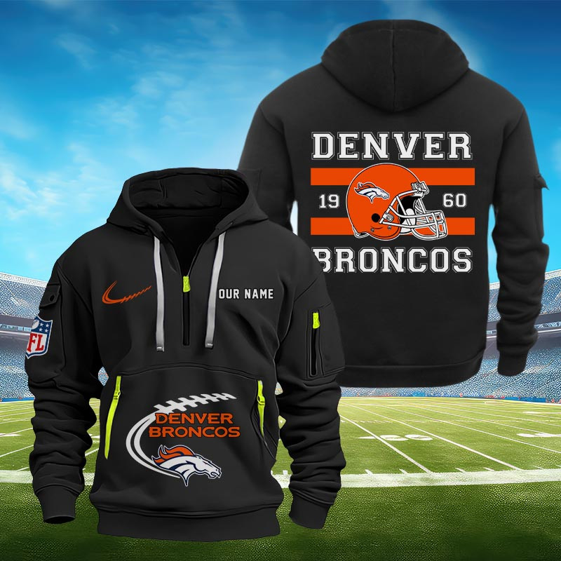 Sportswearmerch Denver Broncos NFL Half Zip Hoodie Personalized For Fan