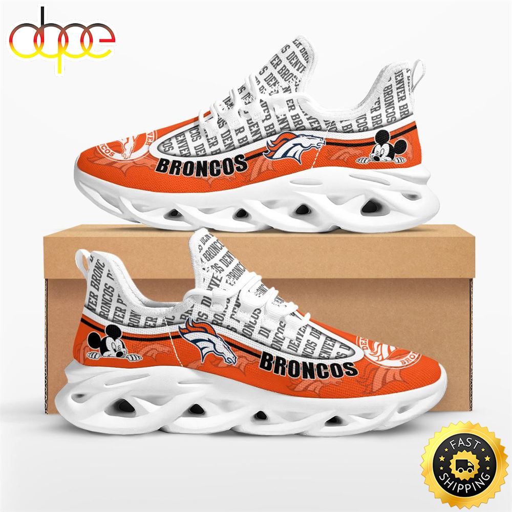 Sportswearmerch Denver Broncos NFL Mickey Mouse Max Soul Shoes Sneakers For Men And Women