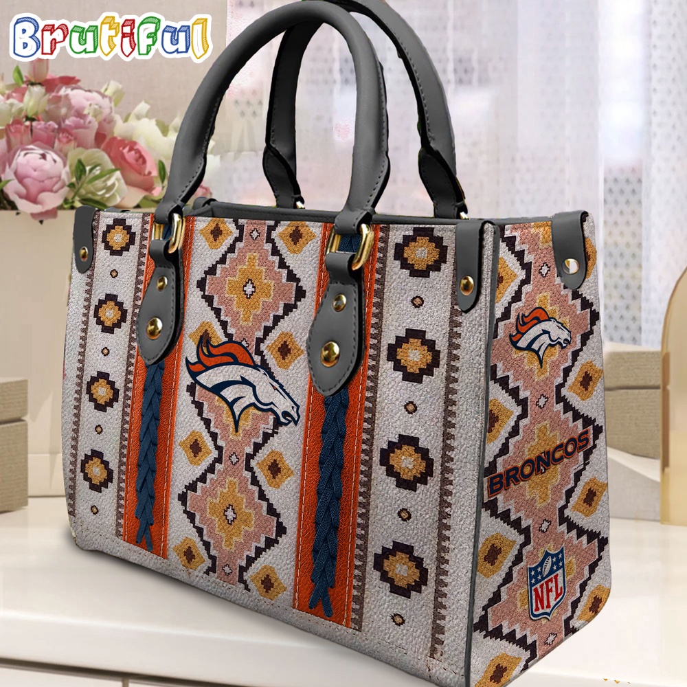 Sportswearmerch Denver Broncos NFL Native American Pattern Leather Bag For Fan