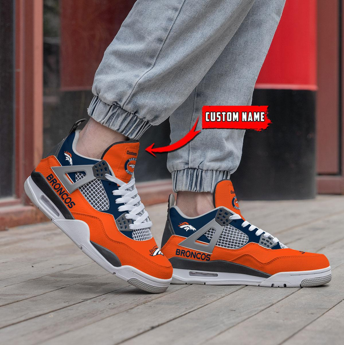 Sportswearmerch Denver Broncos NFL Personalized Air Jordan 4 SnAJ4 Sneakers Shoes For Men And Women