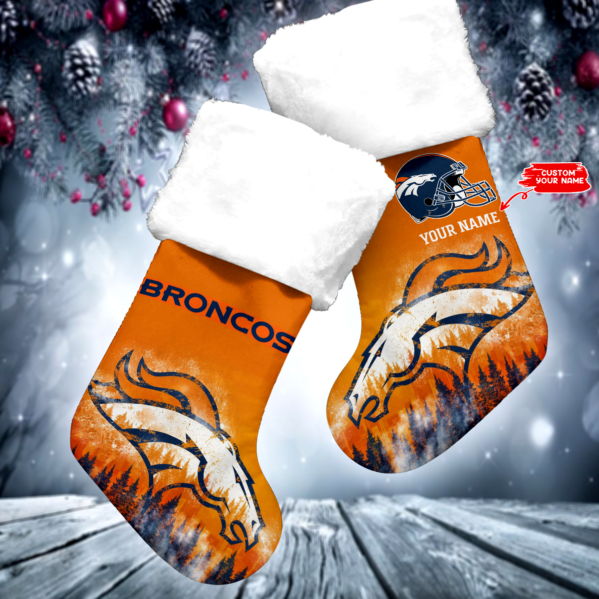 Sportswearmerch Denver Broncos NFL Personalized Christmas Socks For Fan