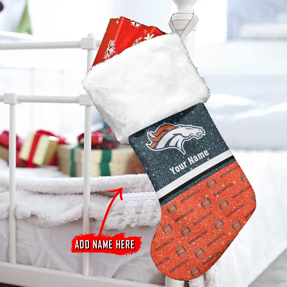 Sportswearmerch Denver Broncos NFL Personalized Christmas Socks For Fan