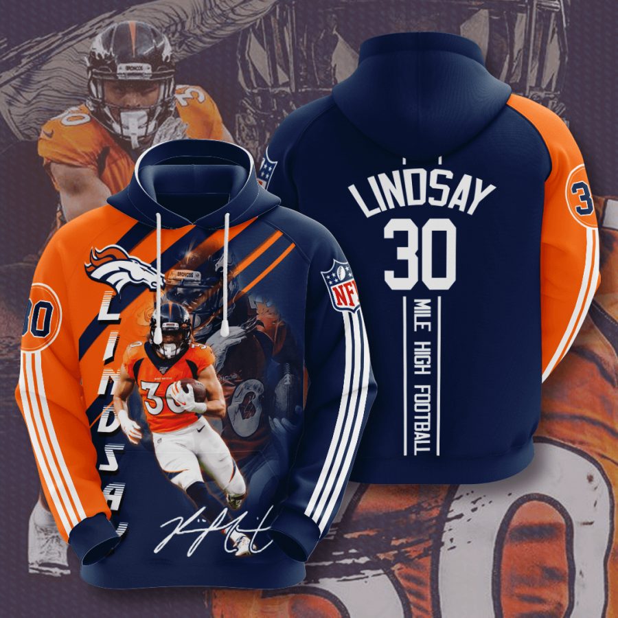 Sportswearmerch Denver Broncos NFL Phillip Lindsay Navy Personalized Hoodie For Fan
