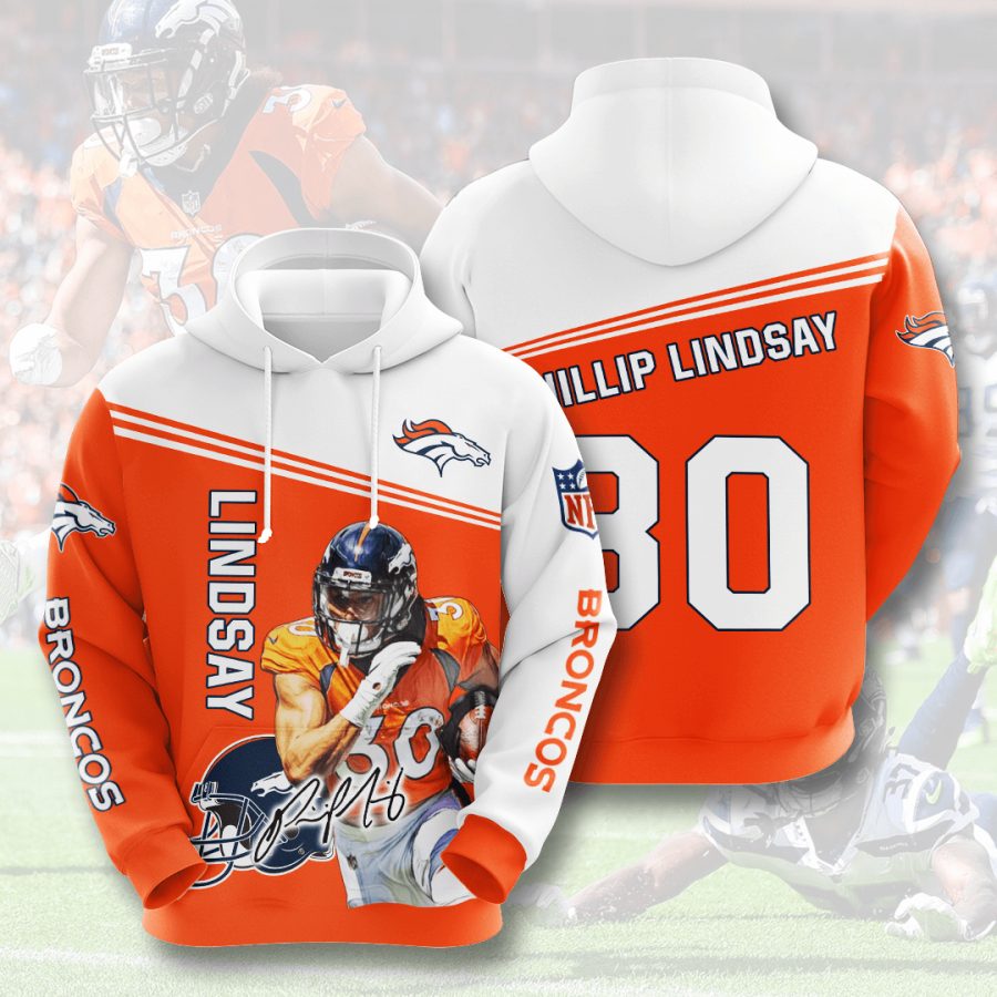 Sportswearmerch Denver Broncos NFL Phillip Lindsay White Personalized Hoodie For Fan
