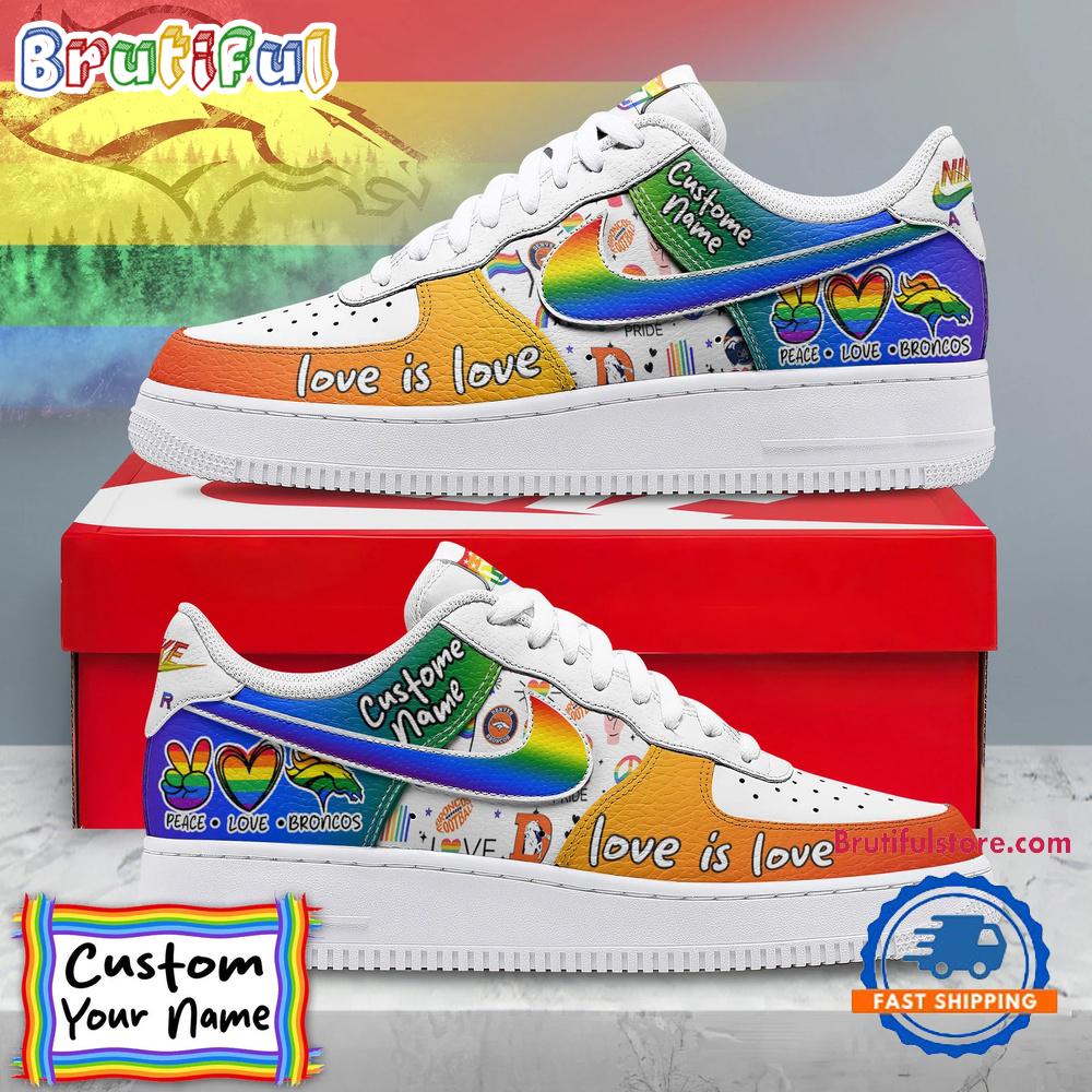 Sportswearmerch Denver Broncos NFL Pride Peace Love Broncos Custom Air Low-Top Shoes For Men And Women