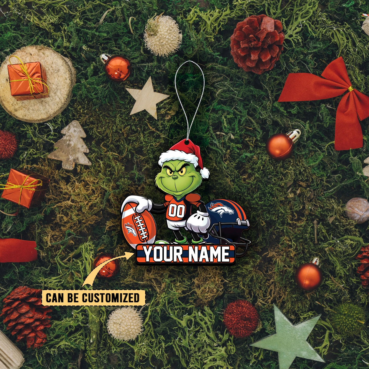 Sportswearmerch Denver Broncos NFL The Grinch x Christmas Acrylic Ornament Gift For Fan