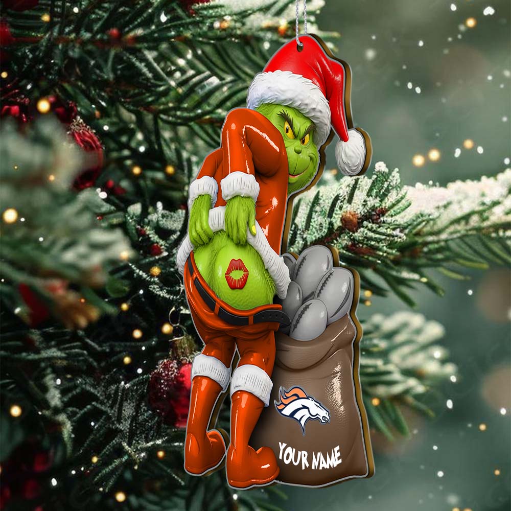 Sportswearmerch Denver Broncos NFL The Grinch x Christmas Acrylic Ornament Gift For Fan