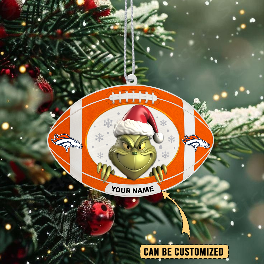 Sportswearmerch Denver Broncos NFL The Grinch x Christmas Acrylic Ornament Gift For Fan
