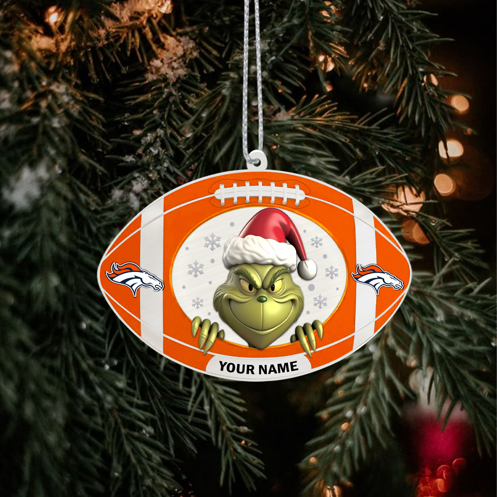 Sportswearmerch Denver Broncos NFL The Grinch x Christmas Acrylic Ornament Gift For Fan