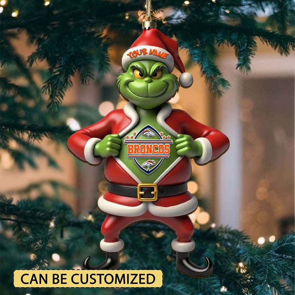 Sportswearmerch Denver Broncos NFL The Grinch x Christmas Acrylic Ornament Gift For Fan