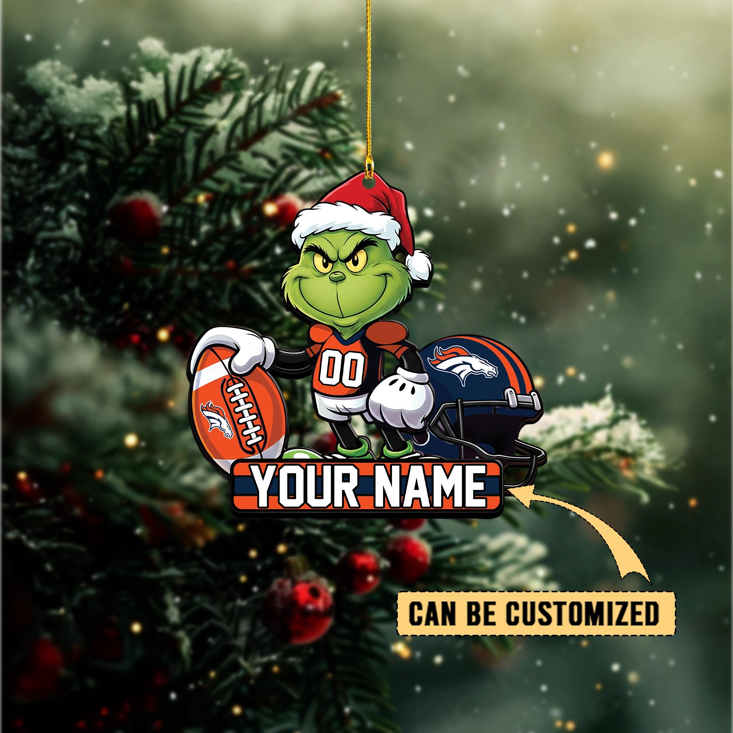 Sportswearmerch Denver Broncos NFL The Grinch x Christmas Acrylic Ornament Gift For Fan