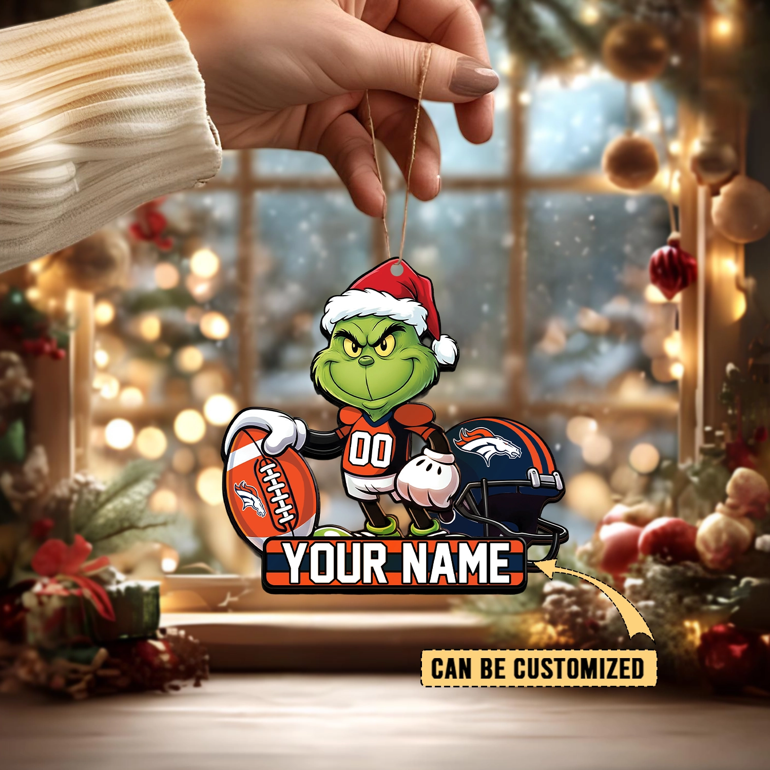 Sportswearmerch Denver Broncos NFL The Grinch x Christmas Acrylic Ornament Gift For Fan