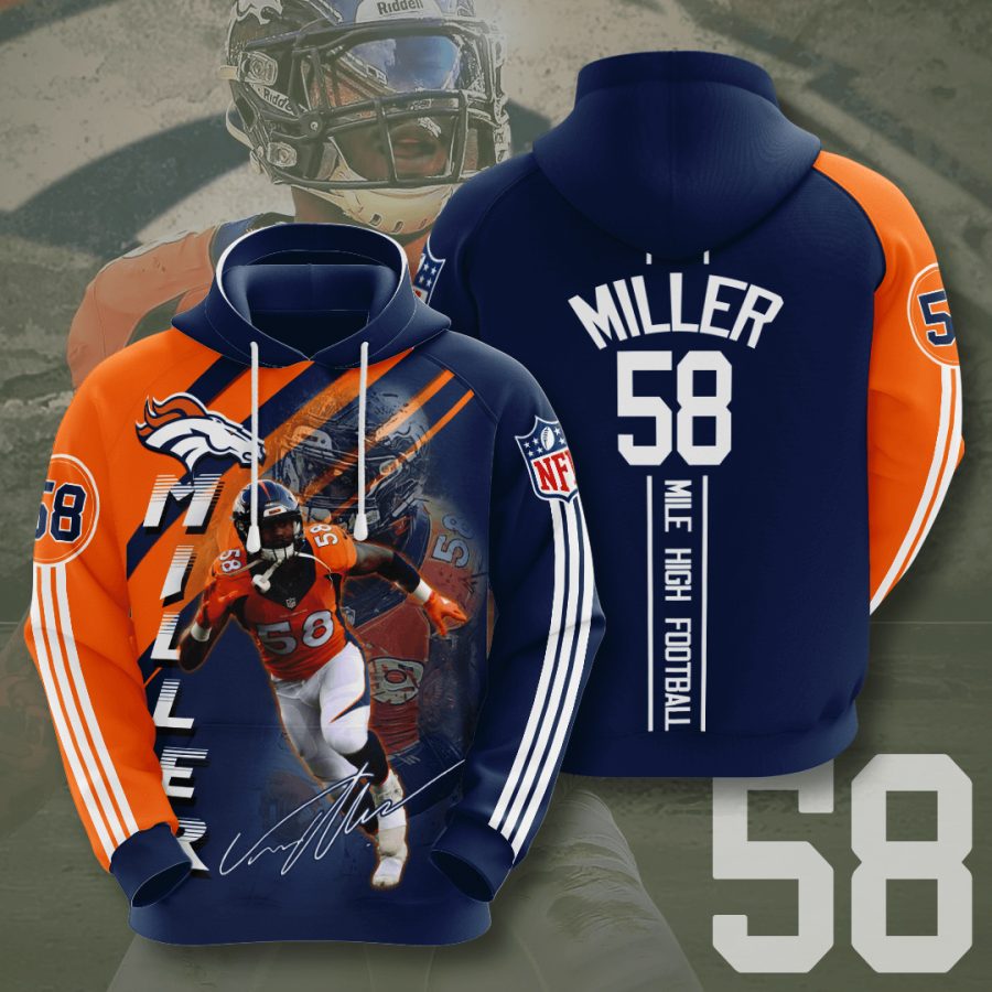 Sportswearmerch Denver Broncos NFL Von Miller Navy Personalized Hoodie For Fan
