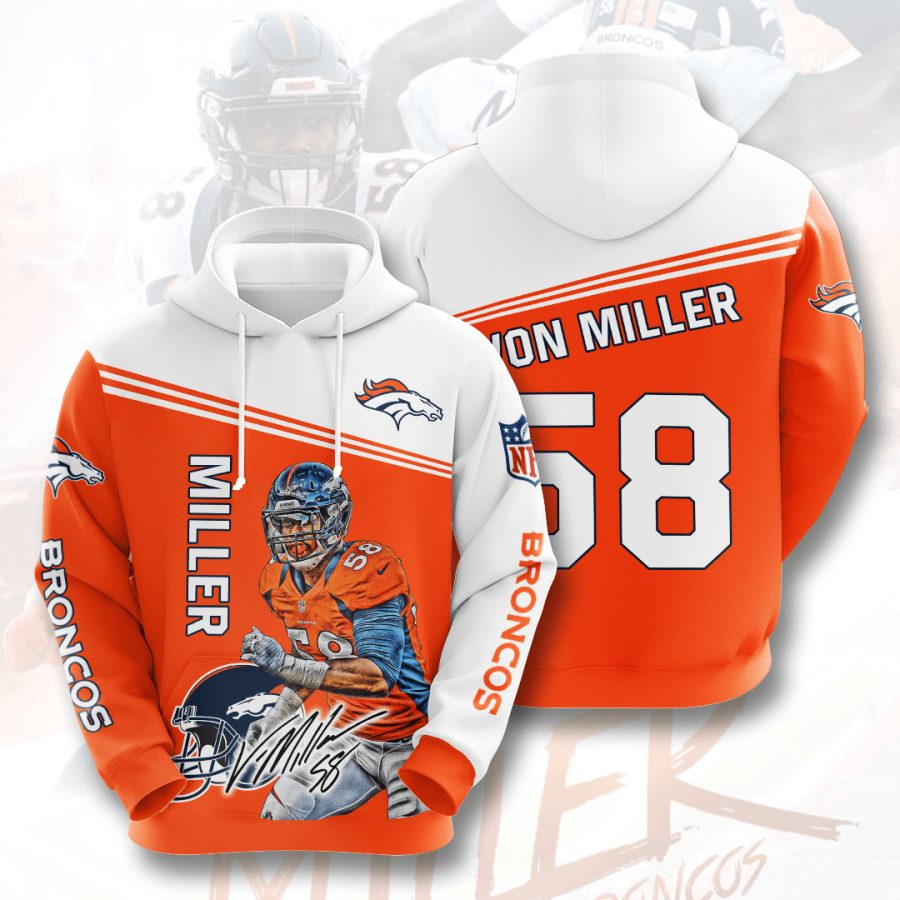 Sportswearmerch Denver Broncos NFL Von Miller White Personalized Hoodie For Fan