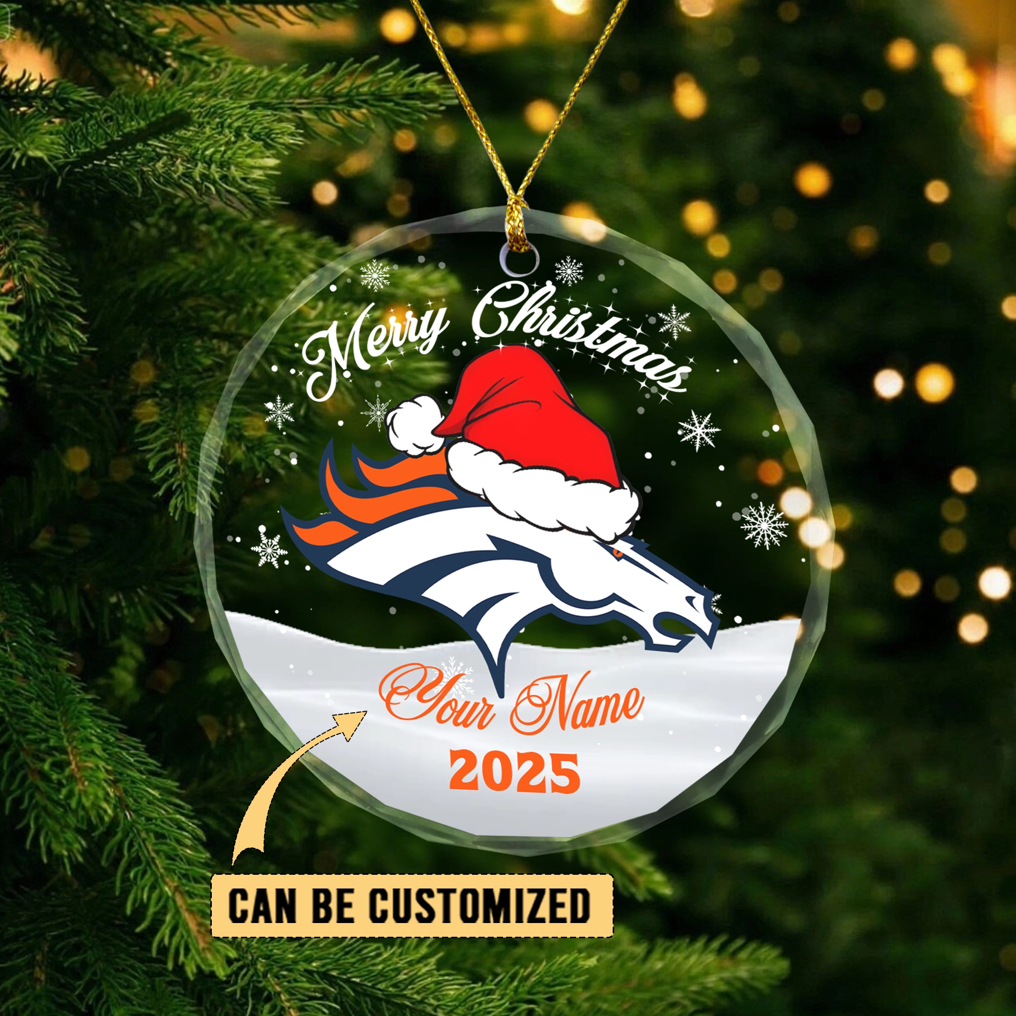 Sportswearmerch Denver Broncos NFL x Christmas Glass Ornament Gift For Fan