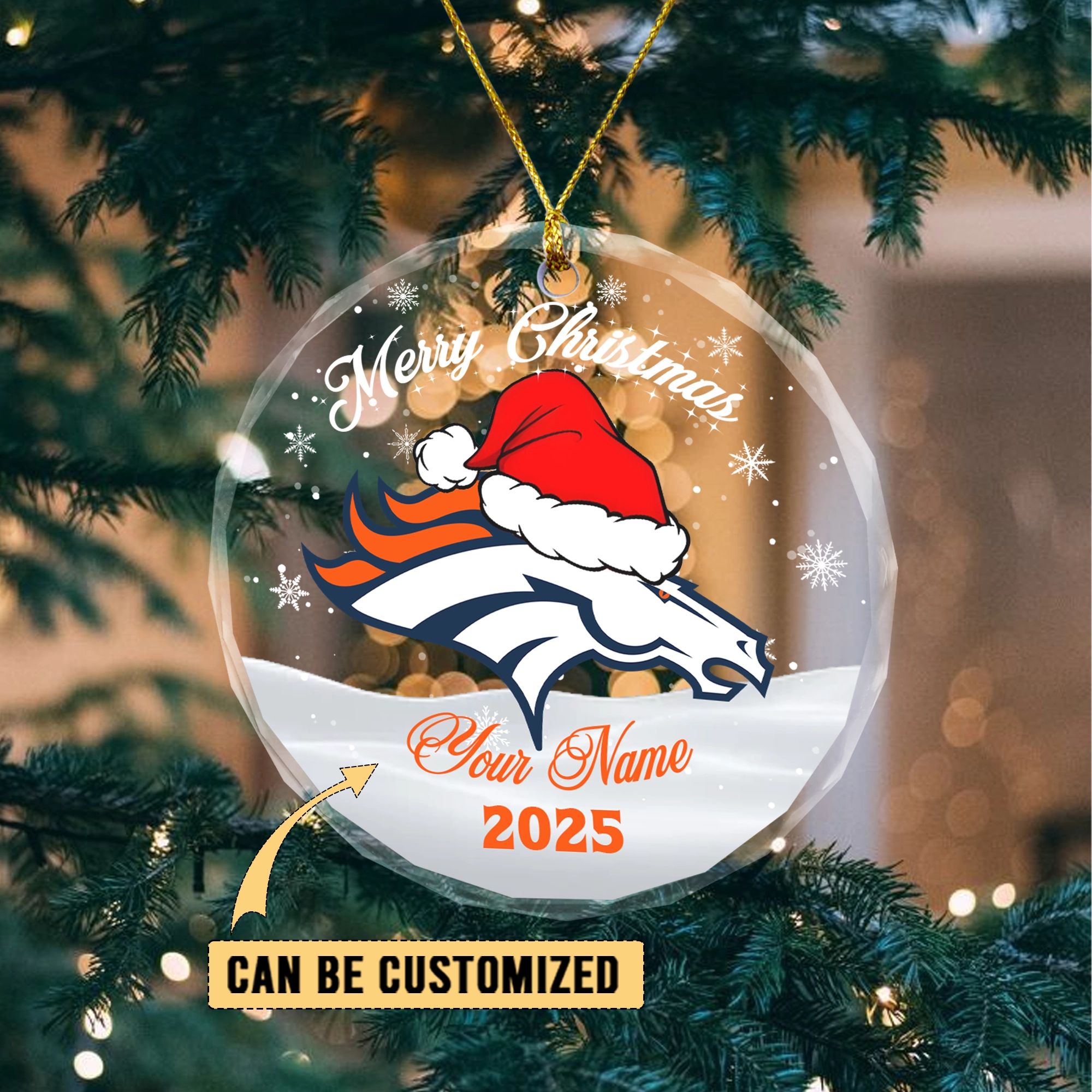 Sportswearmerch Denver Broncos NFL x Christmas Glass Ornament Gift For Fan