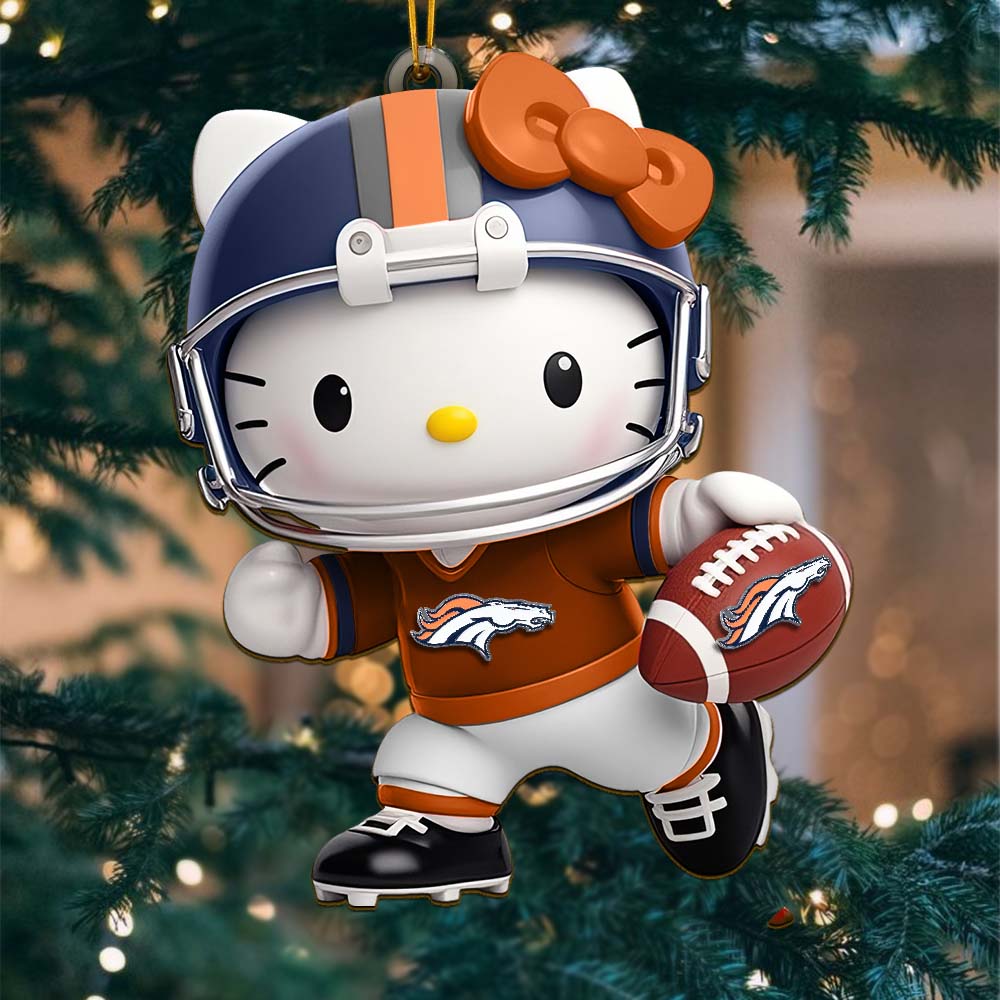 Sportswearmerch Denver Broncos NFL x Hello Kitty Personalized Acrylic Ornament Gift For Fans
