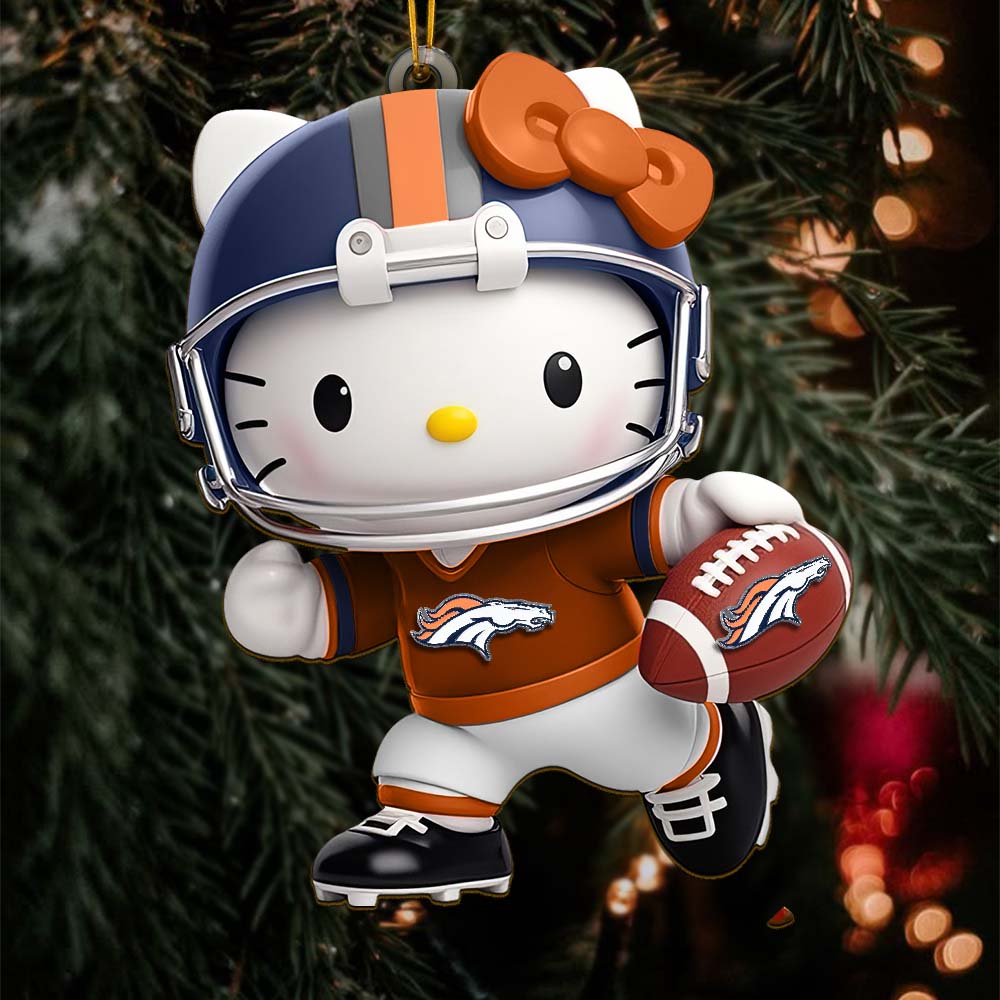 Sportswearmerch Denver Broncos NFL x Hello Kitty Personalized Acrylic Ornament Gift For Fans