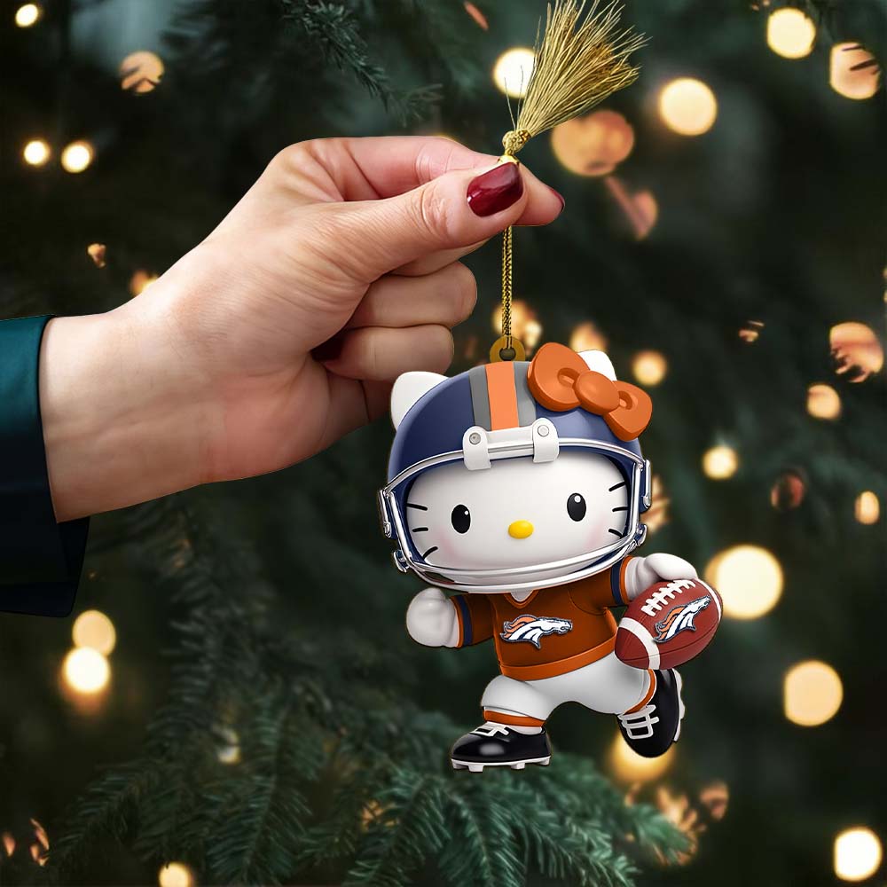 Sportswearmerch Denver Broncos NFL x Hello Kitty Personalized Acrylic Ornament Gift For Fans