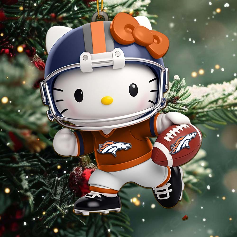 Sportswearmerch Denver Broncos NFL x Hello Kitty Personalized Acrylic Ornament Gift For Fans