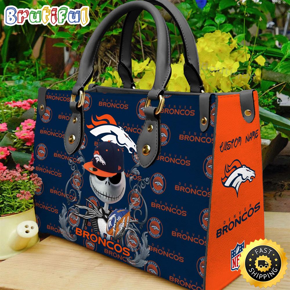 Sportswearmerch Denver Broncos NFL x Jack Skellington Women Leather Bag For Fan