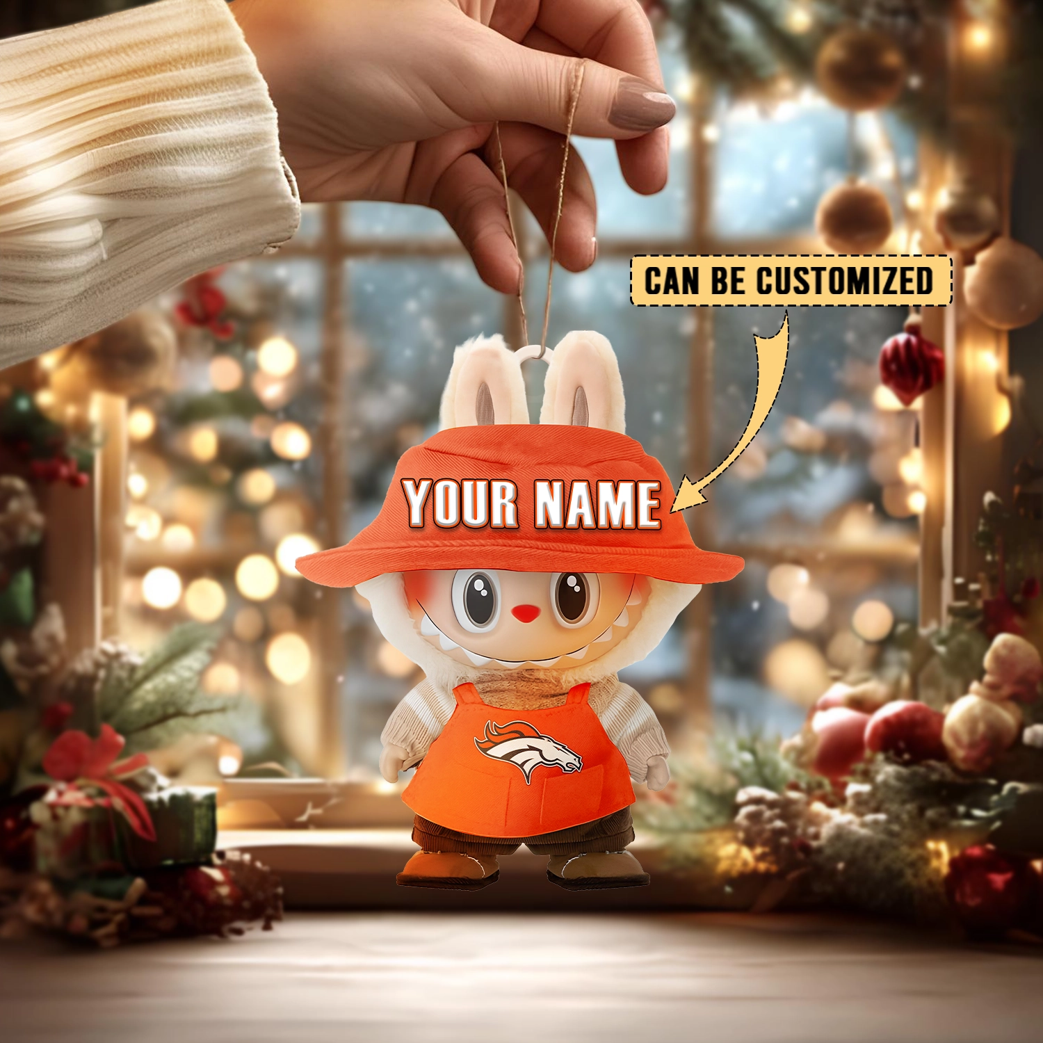 Sportswearmerch Denver Broncos NFL x Labubu Christmas Personalized Acrylic Ornament Gift For Fans