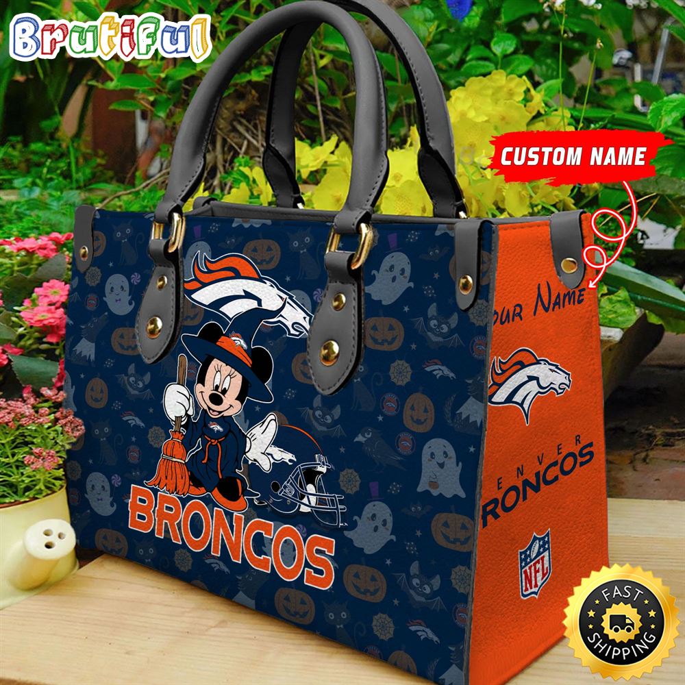 Sportswearmerch Denver Broncos NFL x Minnie Halloween Leather Handbag For Fan