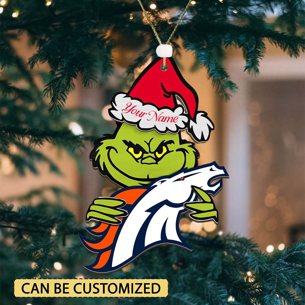 Sportswearmerch Denver Broncos NFL x The Grinch Christmas Acrylic Ornament Gift For Fans