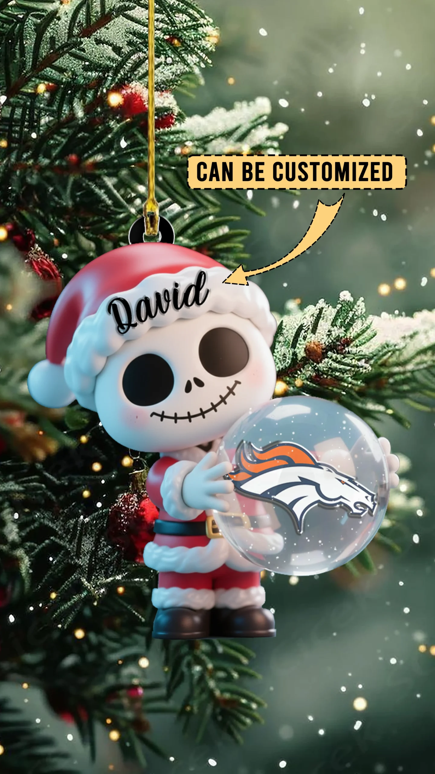 Sportswearmerch Denver Broncos NFL x The Nightmare Before Christmas Acrylic Ornament Gift For Fans