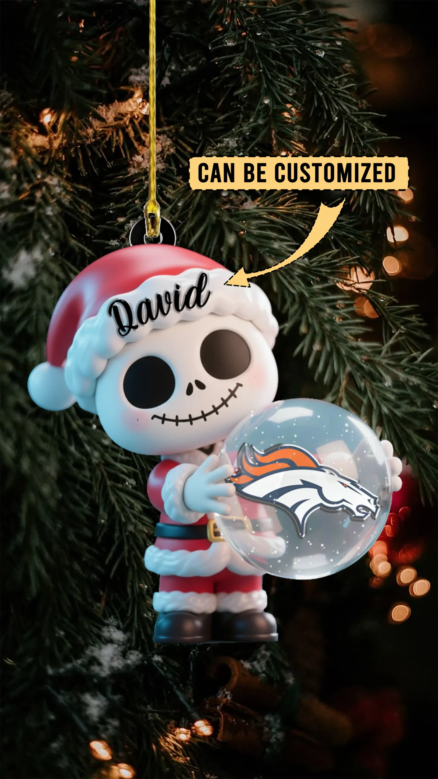 Sportswearmerch Denver Broncos NFL x The Nightmare Before Christmas Acrylic Ornament Gift For Fans