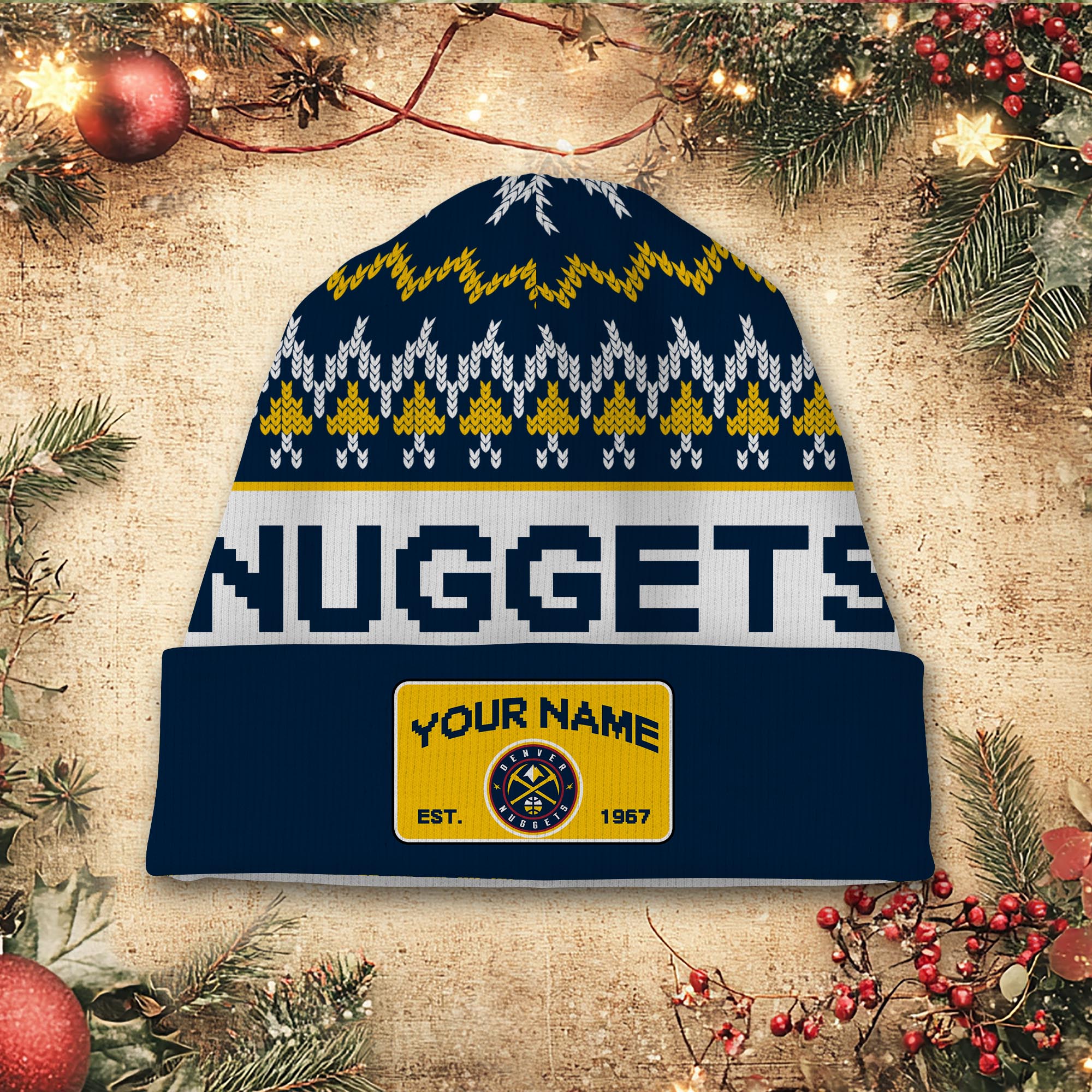 Sportswearmerch Denver Nuggets NBA Christmas Beanie Hat For Fan