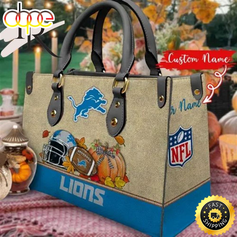 Sportswearmerch Detroit Lions NFL Autumn Women Leather Hand Bag For Fan