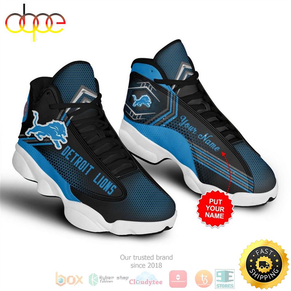 Sportswearmerch Detroit Lions NFL Football Custom AJ13 Sneakers Shoes For Men And Women