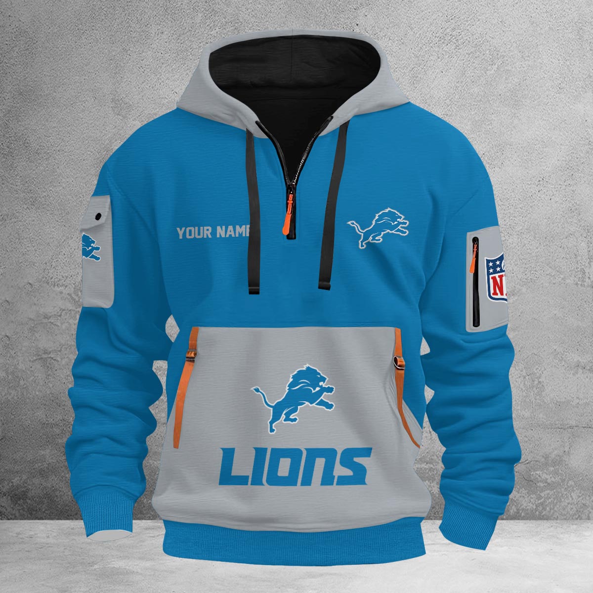 Sportswearmerch Detroit Lions NFL Half Zip Hoodie For Fan