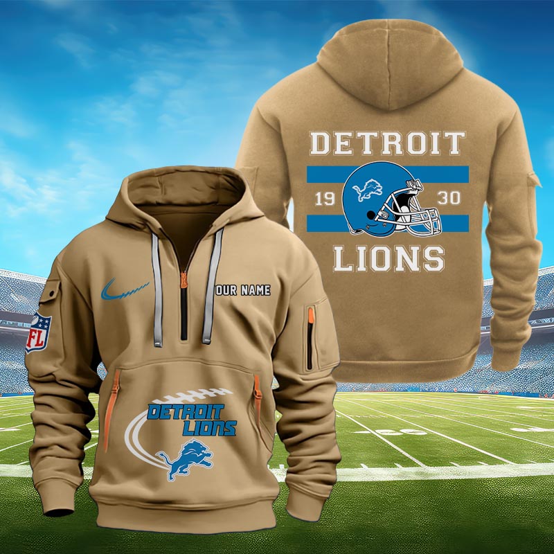 Sportswearmerch Detroit Lions NFL Half Zip Hoodie Personalized For Fan