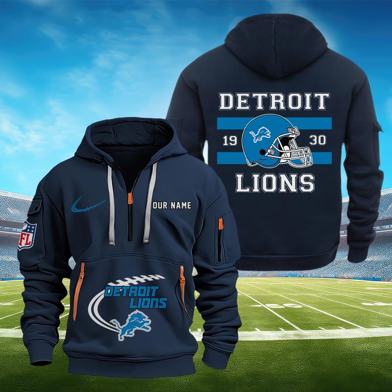 Sportswearmerch Detroit Lions NFL Half Zip Hoodie Personalized For Fan