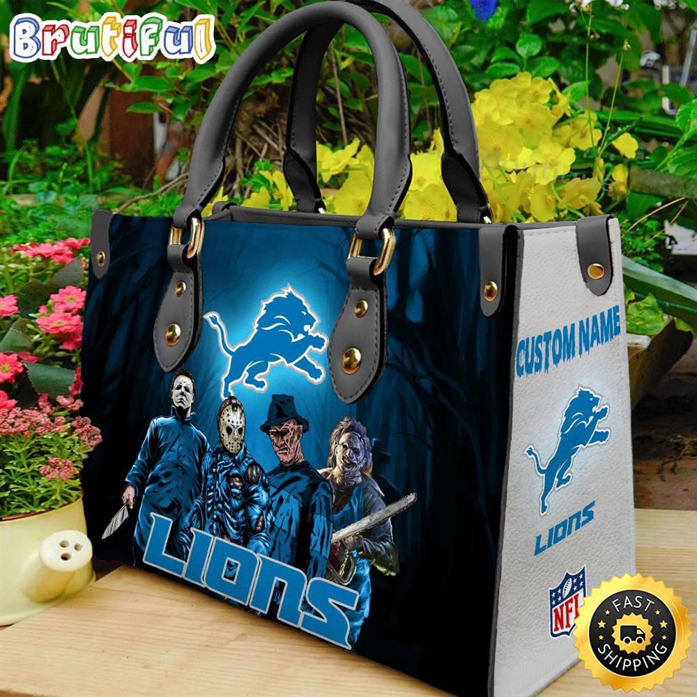 Sportswearmerch Detroit Lions NFL Halloween Leather Handbag For Fan